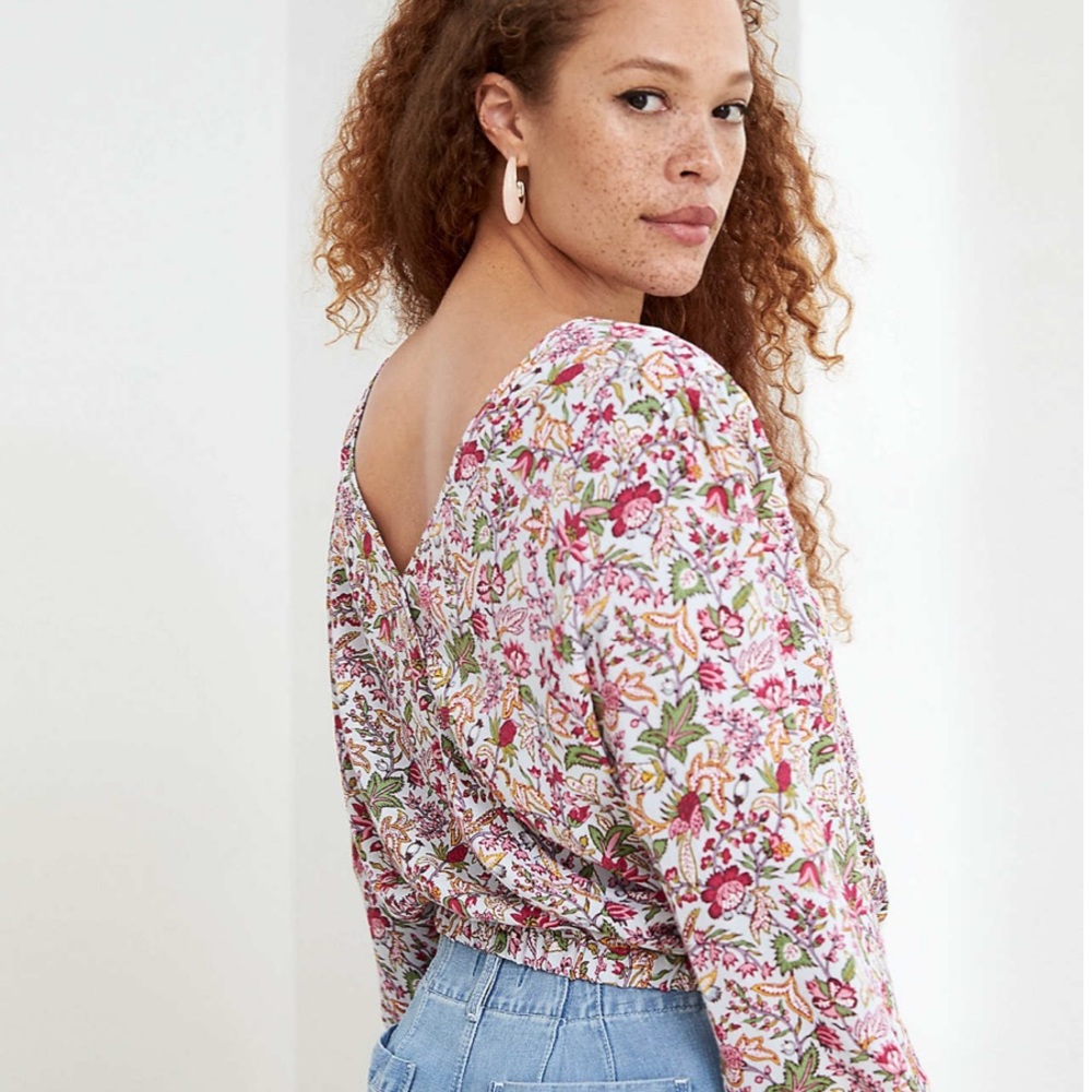 LOFT floral wrap top